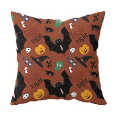 Single-side Polyester Halloween Decorative Pillow Case Cushion Cover, Cartoon Spider Bed Sofa Vintage Cushion Cover/