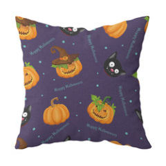 Single-side Polyester Halloween Decorative Pillow Case Cushion Cover, Cartoon Spider Bed Sofa Vintage Cushion Cover/