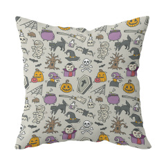 Single-side Polyester Halloween Decorative Pillow Case Cushion Cover, Cartoon Spider Bed Sofa Vintage Cushion Cover/