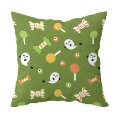 Single-side Polyester Halloween Decorative Pillow Case Cushion Cover, Cartoon Spider Bed Sofa Vintage Cushion Cover/