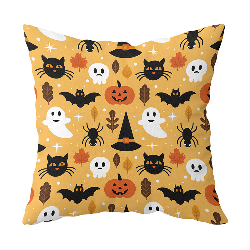 Single-side Polyester Halloween Decorative Pillow Case Cushion Cover, Cartoon Spider Bed Sofa Vintage Cushion Cover/