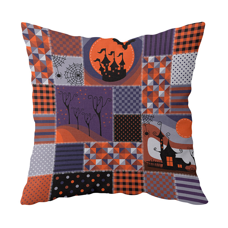 Single-side Polyester Halloween Decorative Pillow Case Cushion Cover, Cartoon Spider Bed Sofa Vintage Cushion Cover/
