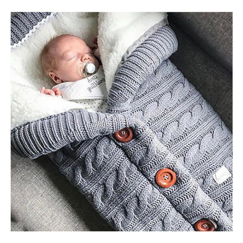 Warm Baby Blanket Knitted Newborn Swaddle Wrap Soft InfantSleeping Bag Footmuff Cotton Envelope For Stroller Accessories Blanket