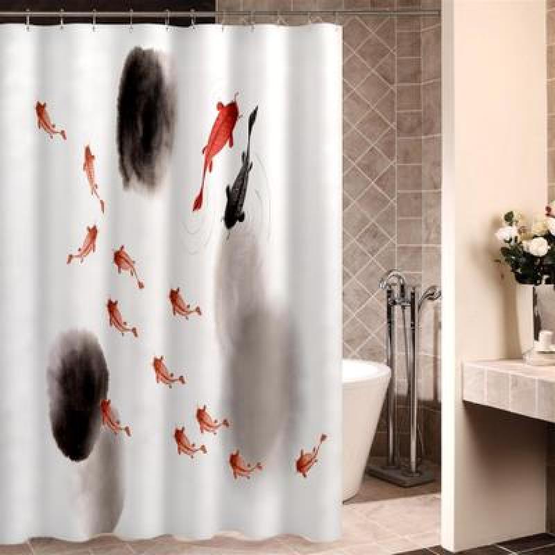 Bathroom New Custom Printed Shower Curtain   , 3d Three-dimensional Lotus Pattern Style Waterproof Shower Curtain   /
