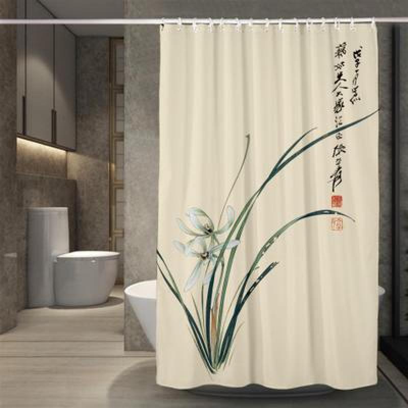 Bathroom New Custom Printed Shower Curtain   , 3d Three-dimensional Lotus Pattern Style Waterproof Shower Curtain   /