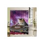 Animal Printed Polyester Waterproof Shower Curtain, Dish Cat Fun Bathroom Shower Curtain/