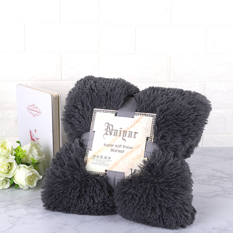 Double Layers Thick Plush Blanket Summer Air Conditioning Throw Blanket Soft Fleece Sofa Bed Solid Bedspread 130x160/160x200cm