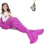 Mermaid Tail Blanket for Kids, Hand Crochet Snuggle Mermaid,All Seasons Seatail Sleeping Bag Blanket