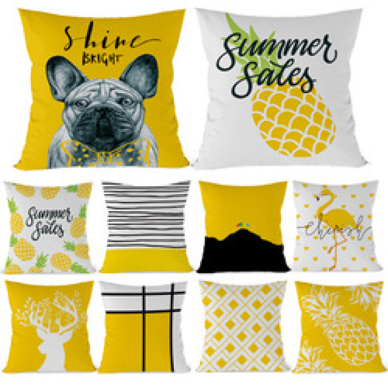 Super soft plush pillowcase, yellow Nordic style pillowcase/