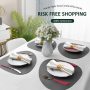4 Pack Faux Leather Round PU Placemats Set, Easy to Clean Stain Resistant Heat Resistant#