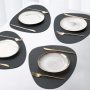 4 Pack Faux Leather Round PU Placemats Set, Easy to Clean Stain Resistant Heat Resistant#