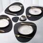 4 Pack Faux Leather Round PU Placemats Set, Easy to Clean Stain Resistant Heat Resistant#