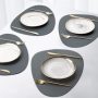 4 Pack Faux Leather Round PU Placemats Set, Easy to Clean Stain Resistant Heat Resistant#
