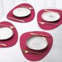 4 Pack Faux Leather Round PU Placemats Set, Easy to Clean Stain Resistant Heat Resistant#