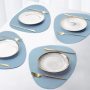 4 Pack Faux Leather Round PU Placemats Set, Easy to Clean Stain Resistant Heat Resistant#