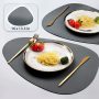 4 Pack Faux Leather Round PU Placemats Set, Easy to Clean Stain Resistant Heat Resistant#