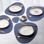 4 Pack Faux Leather Round PU Placemats Set, Easy to Clean Stain Resistant Heat Resistant#