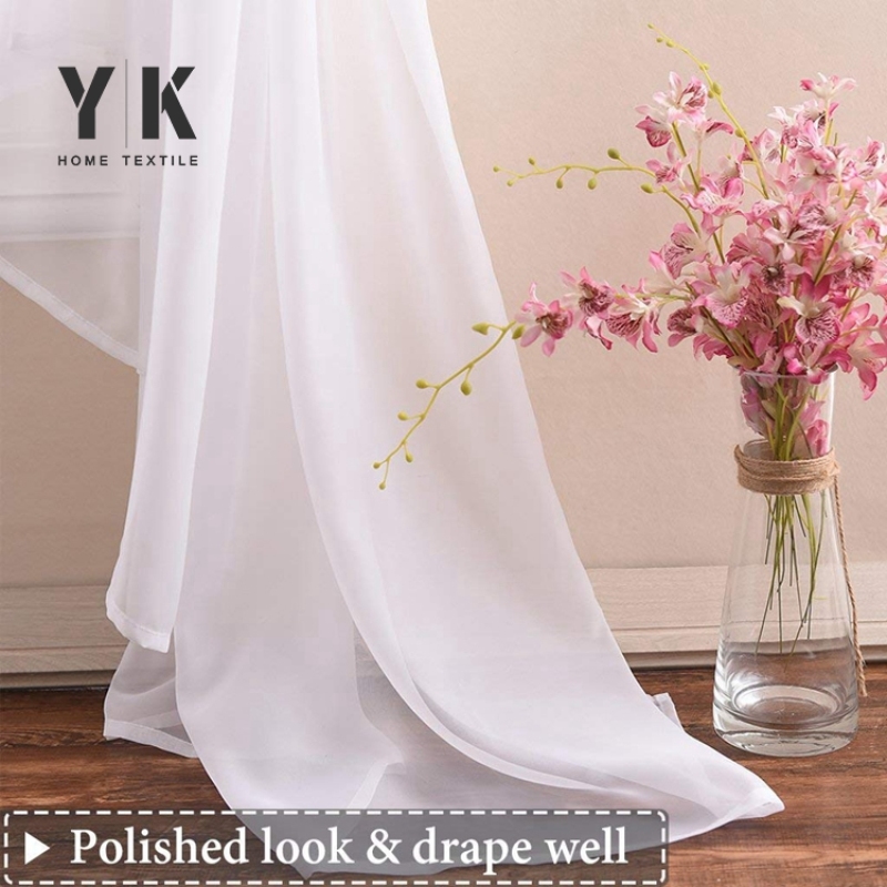 polished look white embroidered sheer curtain for windows