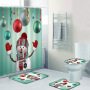 Wholesale Printed Shower Curtains And Rug Set, Inexpensive Pink Christmas Shower Curtain#