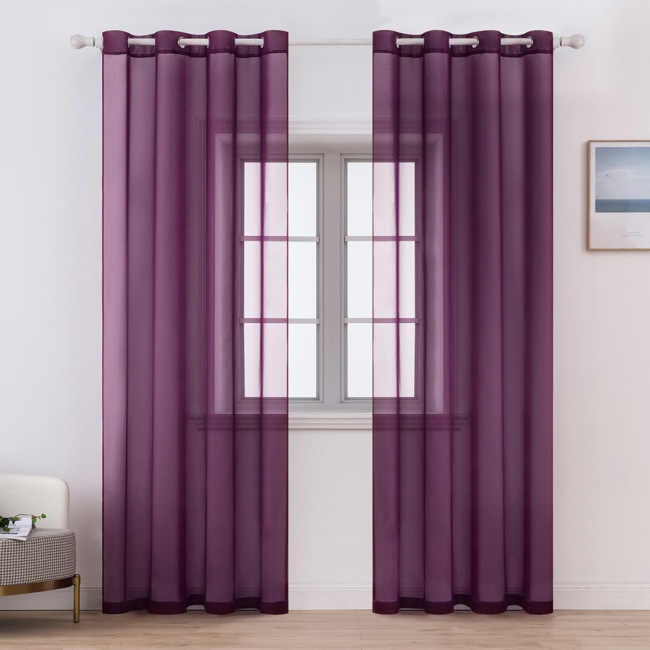 Best Sale Fuchsia Solid Tulle Modern Living Room Sheer Curtains, Hot Selling Transparent Tulle Bedroom Window Sheer Curtains/