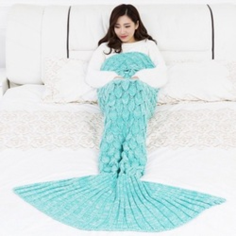 Bedding Sofa Mermaid Blanket Wool Knitting Fish Style Little Tail Blankets Warm Sleeping Child Princess Loves Gift