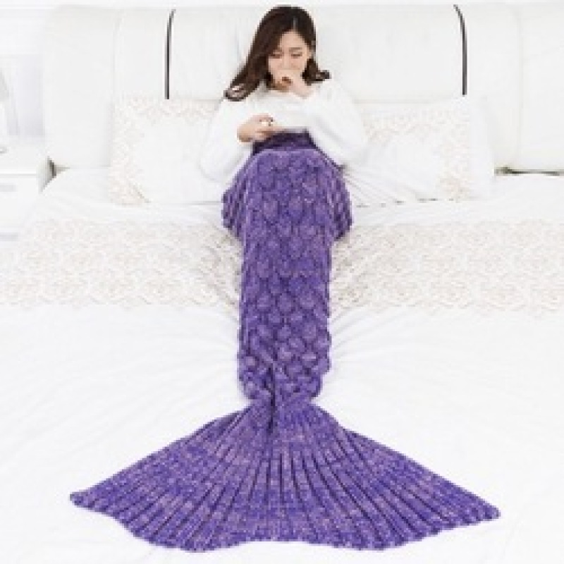 Bedding Sofa Mermaid Blanket Wool Knitting Fish Style Little Tail Blankets Warm Sleeping Child Princess Loves Gift