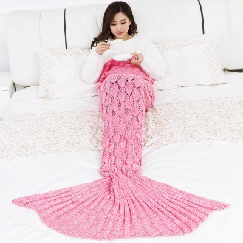 Bedding Sofa Mermaid Blanket Wool Knitting Fish Style Little Tail Blankets Warm Sleeping Child Princess Loves Gift