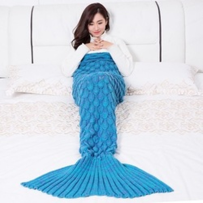 Bedding Sofa Mermaid Blanket Wool Knitting Fish Style Little Tail Blankets Warm Sleeping Child Princess Loves Gift
