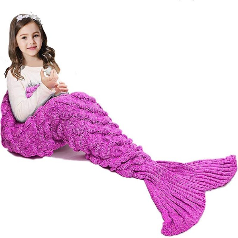 Bedding Sofa Mermaid Blanket Wool Knitting Fish Style Little Tail Blankets Warm Sleeping Child Princess Loves Gift