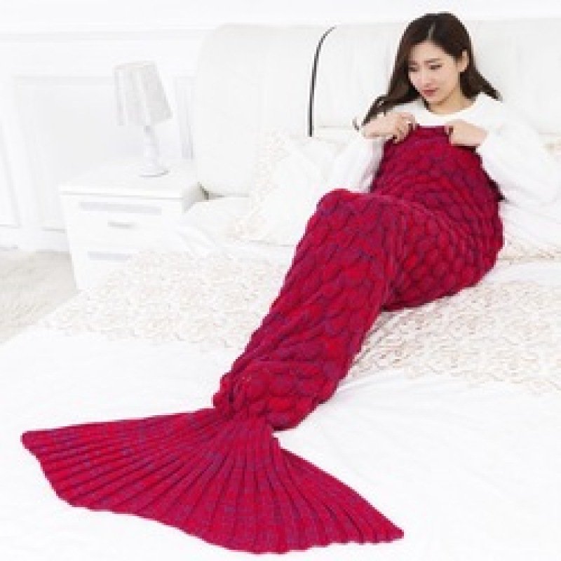 Bedding Sofa Mermaid Blanket Wool Knitting Fish Style Little Tail Blankets Warm Sleeping Child Princess Loves Gift