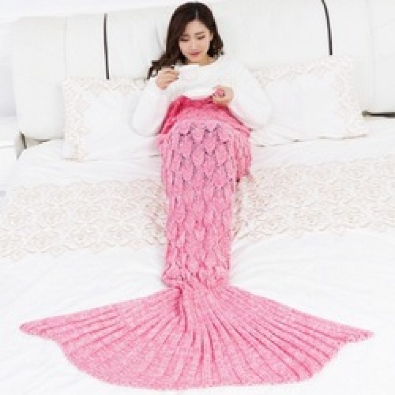 Bedding Sofa Mermaid Blanket Wool Knitting Fish Style Little Tail Blankets Warm Sleeping Child Princess Loves Gift