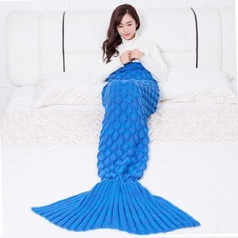 Bedding Sofa Mermaid Blanket Wool Knitting Fish Style Little Tail Blankets Warm Sleeping Child Princess Loves Gift