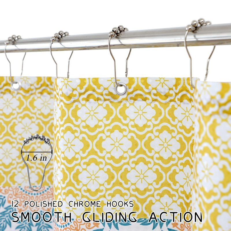 Waffle Printed Bathroom Shower Curtain, Waterproof Tassel Bathroom Shower Curtain With Hooks$