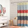 Waffle Printed Bathroom Shower Curtain, Waterproof Tassel Bathroom Shower Curtain With Hooks$