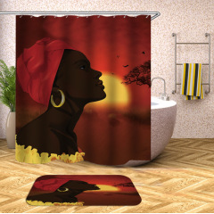 Wholesale African American Women Shower Curtains Custom Digital Printing, Home Goods Black Woman Shower Curtain Hotel/