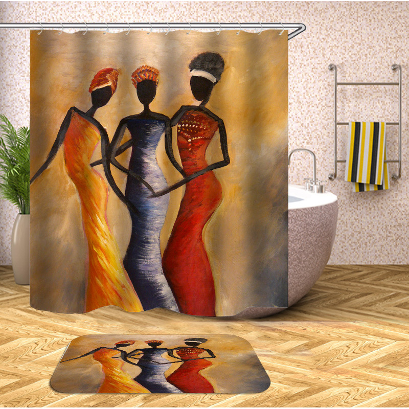 Wholesale African American Women Shower Curtains Custom Digital Printing, Home Goods Black Woman Shower Curtain Hotel/
