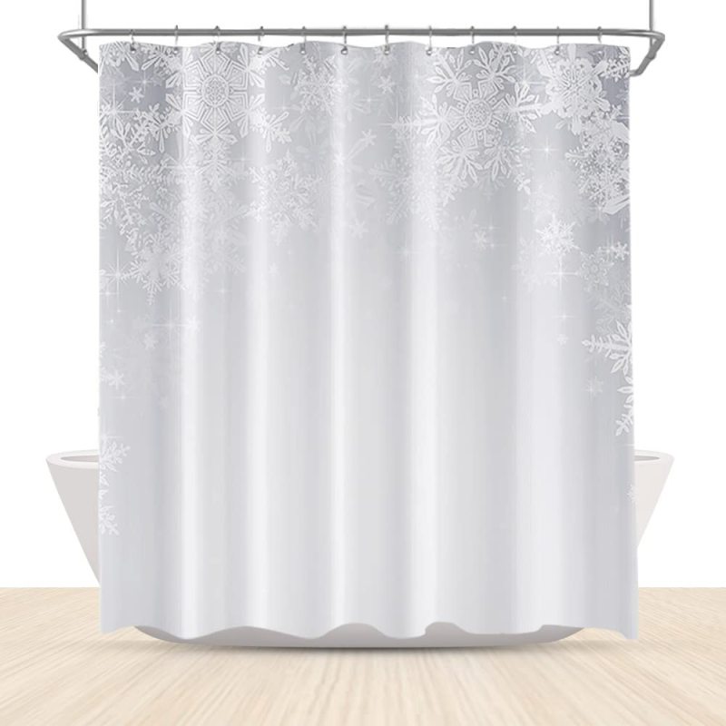 Manufacturers Custom Printed 3D Shower Curtain, Sample White Christmas Shower Curtain#