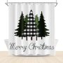 Manufacturers Custom Printed 3D Shower Curtain, Sample White Christmas Shower Curtain#