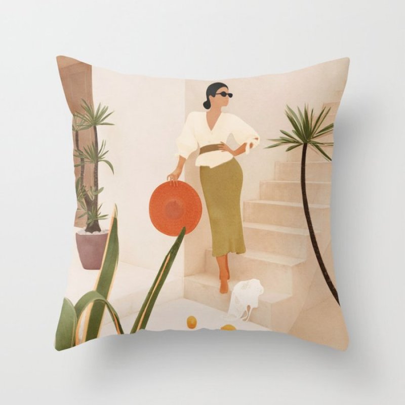 Single-sided digital printing peach skin pillowcase,Hot sale simple and fashionable summer clear cushion cover/
