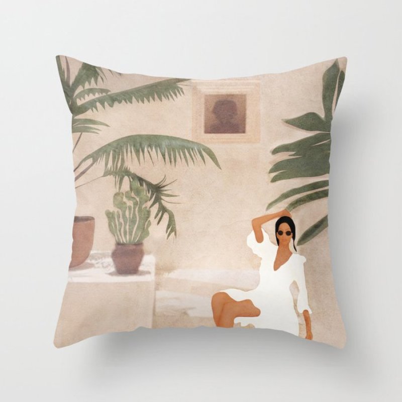 Single-sided digital printing peach skin pillowcase,Hot sale simple and fashionable summer clear cushion cover/