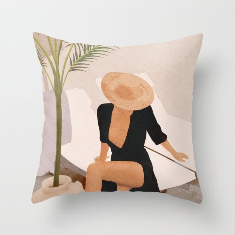 Single-sided digital printing peach skin pillowcase,Hot sale simple and fashionable summer clear cushion cover/