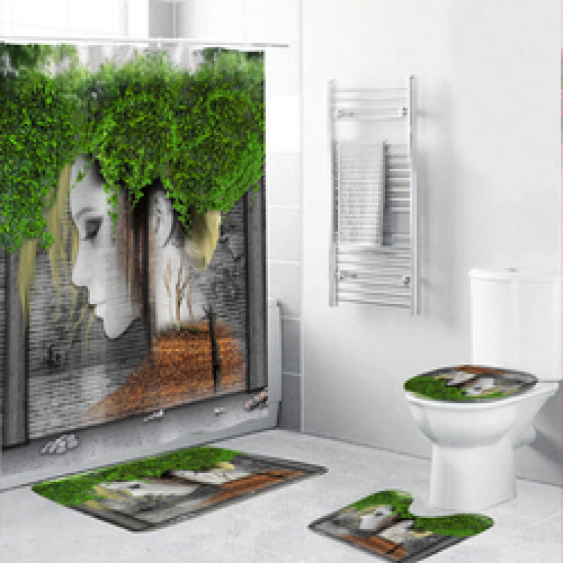 Made In China Custom Design Bath Rug Shower Curtain Set, Custom Printed Wholesale Waterproof Shower Curtain 72X72/