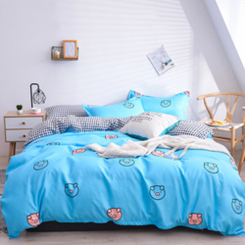 Cheap Bedding Sets Full Size,Dark Blue 100% Cotton Bedding Set#