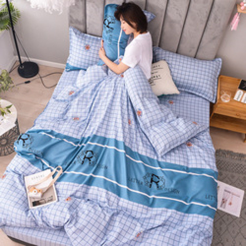 Cheap Bedding Sets Full Size,Dark Blue 100% Cotton Bedding Set#