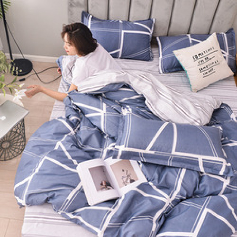 Cheap Bedding Sets Full Size,Dark Blue 100% Cotton Bedding Set#