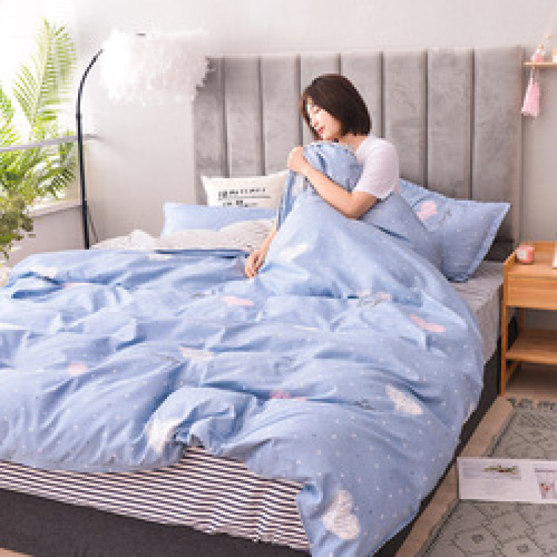 Cheap Bedding Sets Full Size,Dark Blue 100% Cotton Bedding Set#