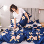 Cheap Bedding Sets Full Size,Dark Blue 100% Cotton Bedding Set#