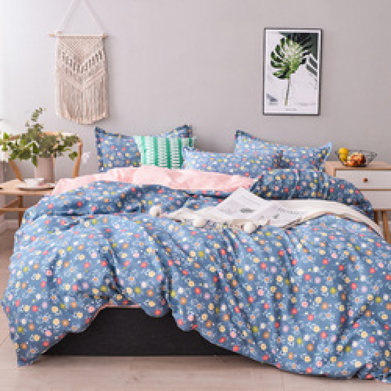 Cheap Bedding Sets Full Size,Dark Blue 100% Cotton Bedding Set#
