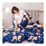 Cheap Bedding Sets Full Size,Dark Blue 100% Cotton Bedding Set#