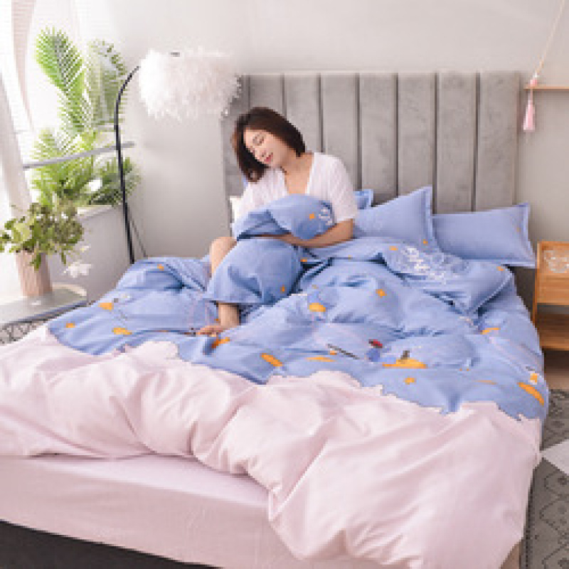 Cheap Bedding Sets Full Size,Dark Blue 100% Cotton Bedding Set#